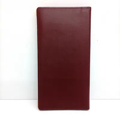 Pre-owned Cartier C De  Bordeaux Leather Long Bill Wallet (bi-fold) () In Burgundy