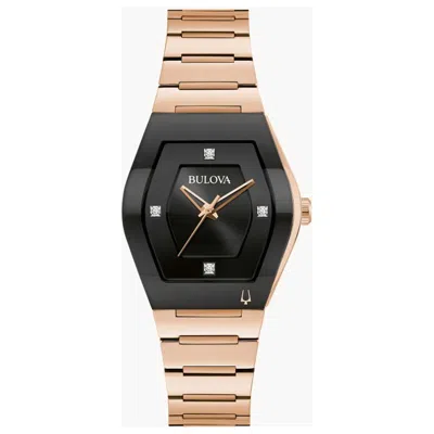 Bulova Modern Gemini Womens Diamond Accent Rose Goldtone Stainless Steel Bracelet Watch 97p158 In Transparent