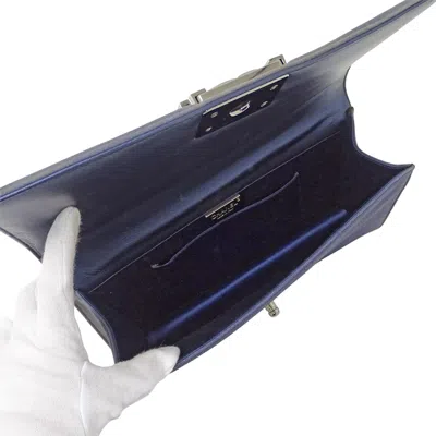 Pre-owned Chanel Navy Spangles Coated Canvas Clutch Bag () In Blue