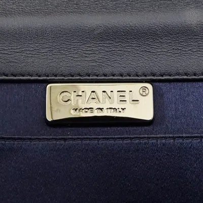 Pre-owned Chanel Navy Spangles Coated Canvas Clutch Bag () In Blue