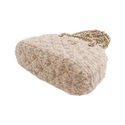 Pre-owned Chanel Pink Gold Cotton Wool Spangles Handbag Shoulder Bag ()