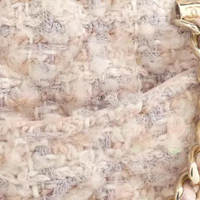 Pre-owned Chanel Pink Gold Cotton Wool Spangles Handbag Shoulder Bag ()
