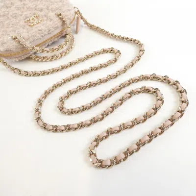 Pre-owned Chanel Pink Gold Cotton Wool Spangles Handbag Shoulder Bag ()
