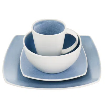 Gibson Elite 16 Piece Reactive Glaze Stoneware Dinnerware Set In White