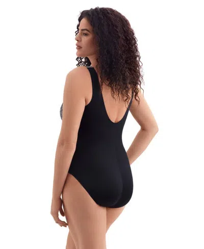 Longitude Twist Pull Sash Tank Long Torso One-piece Swimsuit In Black