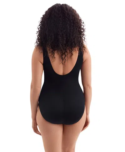 Longitude Twist Pull Sash Tank Long Torso One-piece Swimsuit In Black