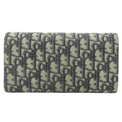 Pre-owned Dior Christian  Beige Black Cotton Canvas Long Wallet (bi-fold) () In Multi
