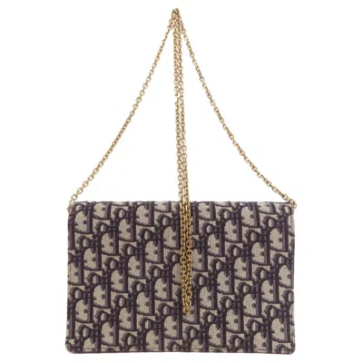 Pre-owned Dior Christian  Trotter Navy Canvas Chain/shoulder Wallet () In Blue