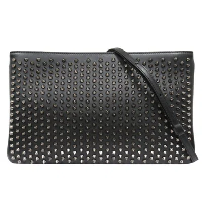 Pre-owned Christian Louboutin Black Red Color Leather Clutch Bag () In Multi