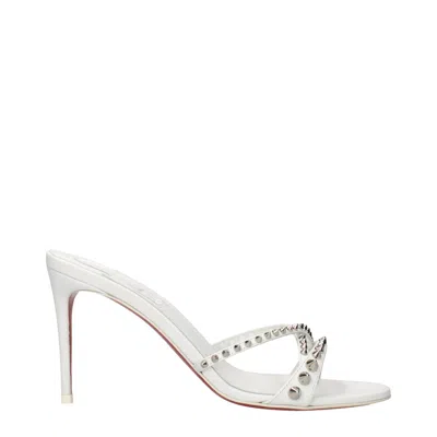 Christian Louboutin White Leather Stiletto Heel Sandals In White
