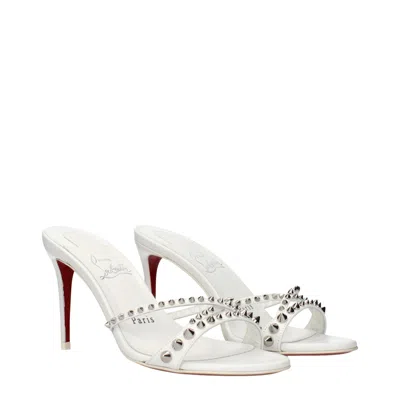 Christian Louboutin White Leather Stiletto Heel Sandals In White