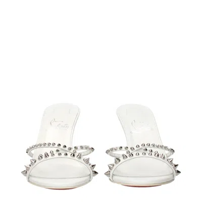 Christian Louboutin White Leather Stiletto Heel Sandals In White