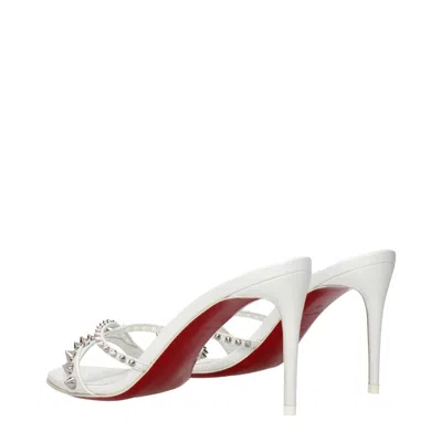 Christian Louboutin White Leather Stiletto Heel Sandals In White
