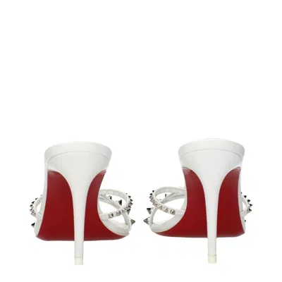 Christian Louboutin White Leather Stiletto Heel Sandals In White