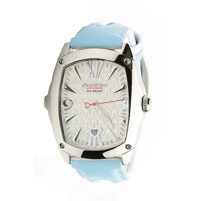 Chronotech Blue Leather Watch In Blue