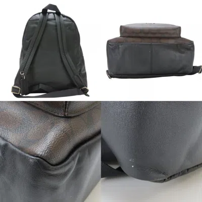 Pre-owned Coach Black Dark Brown Pvc Leather Backpack () In Multi