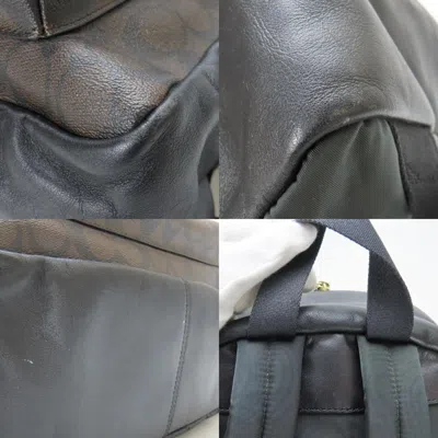 Pre-owned Coach Black Dark Brown Pvc Leather Backpack () In Multi