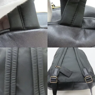 Pre-owned Coach Black Dark Brown Pvc Leather Backpack () In Multi
