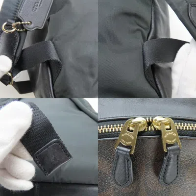 Pre-owned Coach Black Dark Brown Pvc Leather Backpack () In Multi