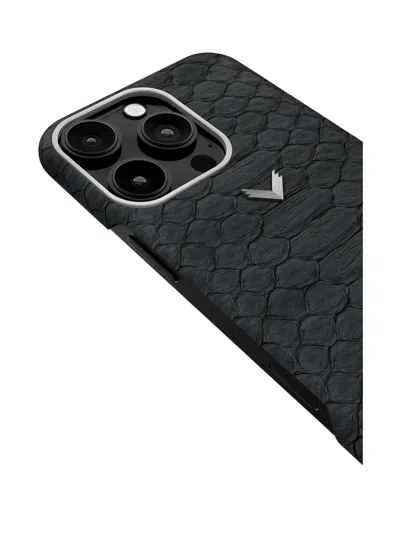 Velante Iphone 16 Pro Python Leather Phone Case In Blue