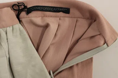 Comeforbreakfast Pink Gray Knee-length Pleated Women's Skirt In Pink