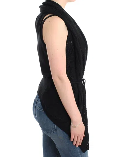 Costume National Chic Sleeveless Knitted Vest Cardigan In Black