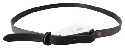 Costume National Brown Leather Skinny Round Buckle Belt In Brown