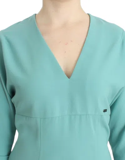 Costume National Elegant V-neck Midi Women's Dress In Green