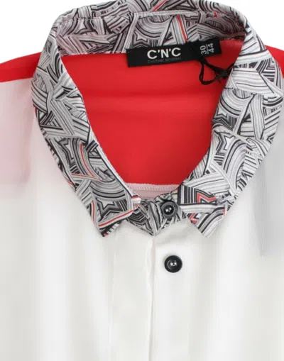 Costume National Asymmetric Hem Button-up Shirt Dress In White