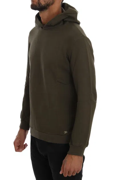 Daniele Alessandrini Pullover Hodded Cotton Sweater In Brown
