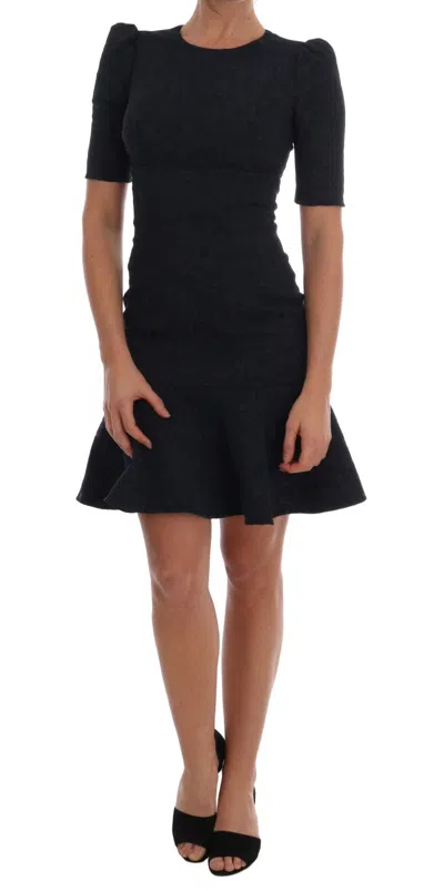 Dolce & Gabbana Black Blue Flare Mini Women's Dress In Black
