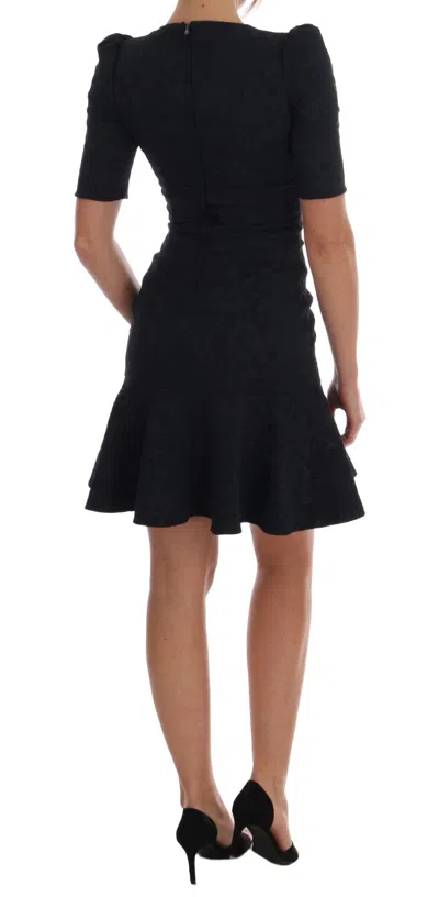 Dolce & Gabbana Black Blue Flare Mini Women's Dress In Black