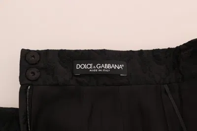 Dolce & Gabbana Black Floral Jacquard Silk A-line Women's Skirt In Black