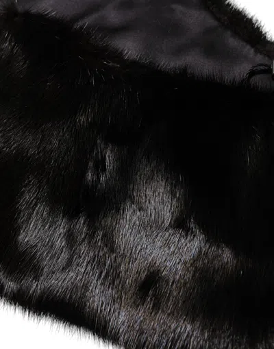 Dolce & Gabbana Black Fur Shawl Neck Wrap Cover Collar Women's Scarf In Black