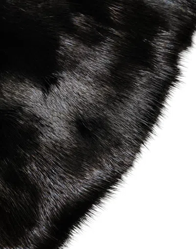 Dolce & Gabbana Black Fur Shawl Neck Wrap Cover Collar Women's Scarf In Black