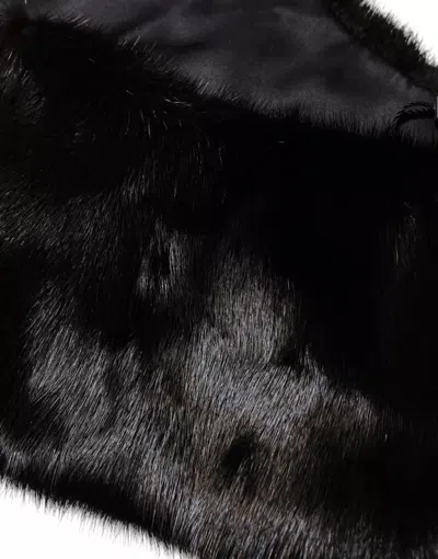 Dolce & Gabbana Black Fur Shawl Neck Wrap Cover Collar Women's Scarf In Black