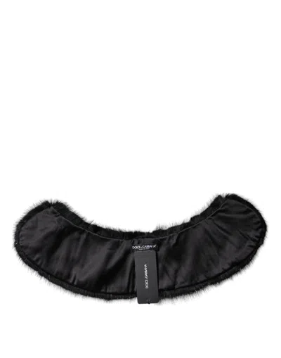Dolce & Gabbana Black Fur Shawl Neck Wrap Cover Collar Women's Scarf In Black