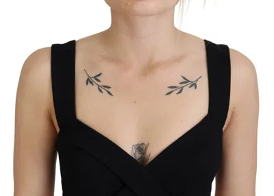 Dolce & Gabbana Black Viscose Bodycon Sheath Midi Women's Dress In Black