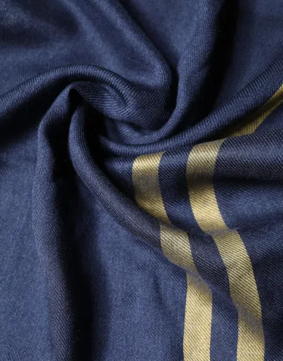 Dolce & Gabbana Blue Cashmere Neck Wrap Shawl Fringes Women's Scarf In Blue