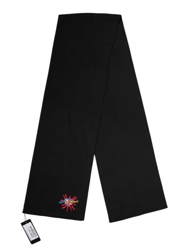 Dolce & Gabbana Blue Wool Dg Loves London Neck Wrap Scarf In Black
