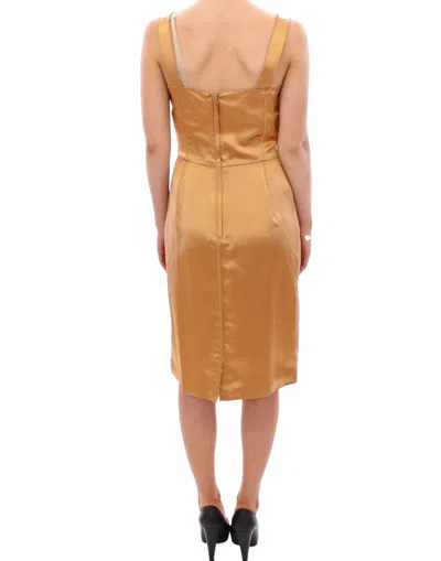 Dolce & Gabbana Bronze Silk Sheath Dress In Multi