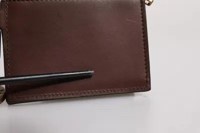 Pre-owned Dolce & Gabbana Brown Leather Zip Logo Keyring Coin Purse Keyring Men's Wallet ()