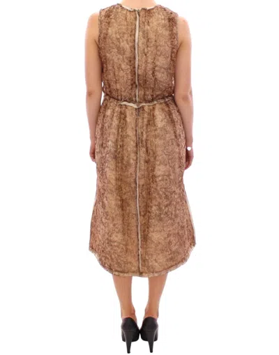Dolce & Gabbana Brown Sleeveless Silk Dress In Multi