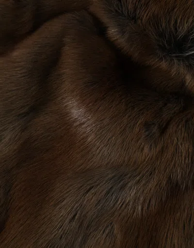 Dolce & Gabbana Brown Weasel Fur Womens Cashmere Hat Beanie In Brown