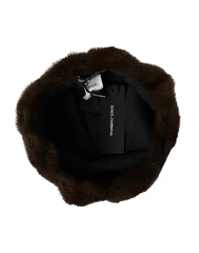 Dolce & Gabbana Brown Weasel Fur Womens Cashmere Hat Beanie In Brown