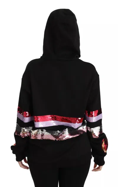 Pre-owned Dolce & Gabbana Dg Sequined Hooded Pullover Women's Sweater () In Black