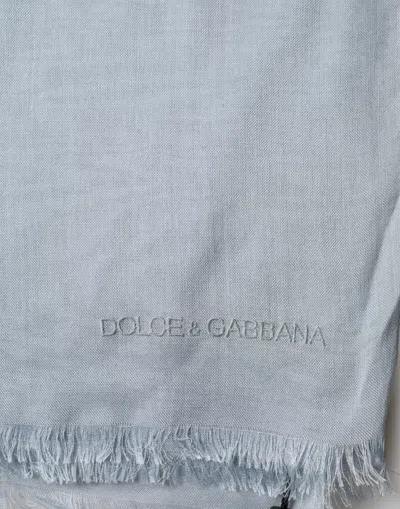 Pre-owned Dolce & Gabbana Light Blue Cashmere Knit Neck Wrap Women's Scarf ()