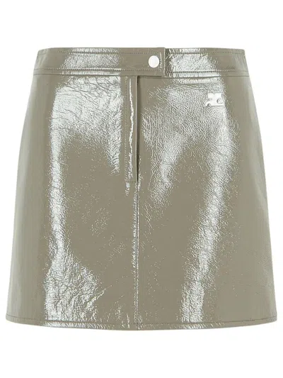 Courrèges Reedition High Waist Polyester Blend Miniskirt In Green