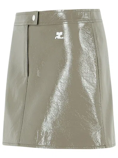 Courrèges Reedition High Waist Polyester Blend Miniskirt In Green