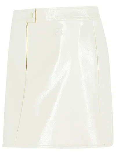 Courrèges 'reedition' White Polyester Blend Miniskirt In Neutral